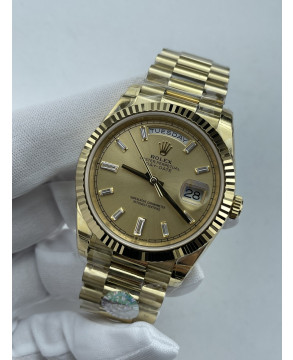 (준비완료/특급배송)NO.3659/QP공장 롤렉스 데이데이트40 옐로우골드 텅스텐 골드바게트다이얼 스틸브레이슬릿 208~211g로